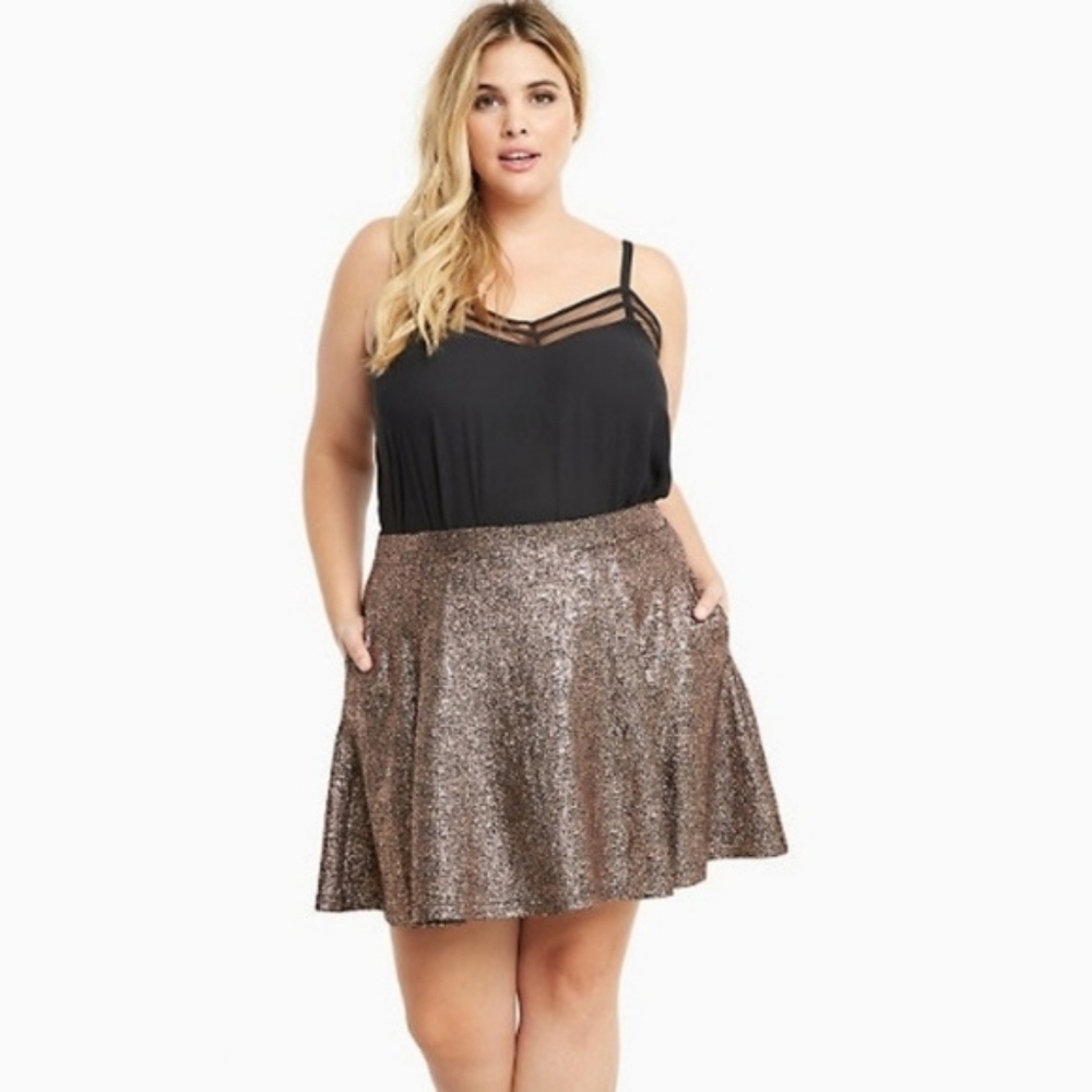 Torrid Metallic Foil Skater Skirt SZ 2
